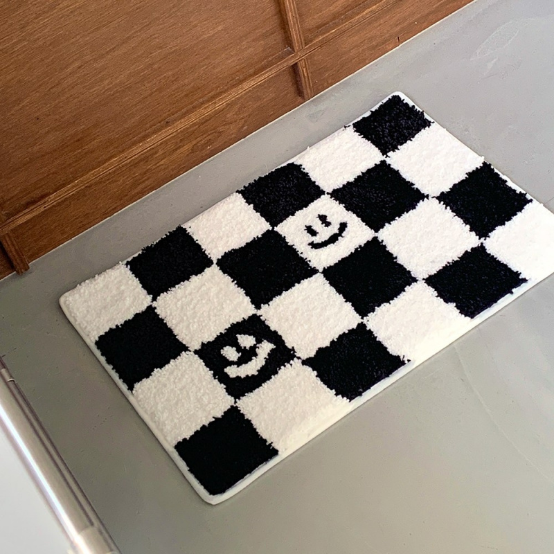 Home Textiles Plaid - VIKAMA 체커보드 프린트 도어 매트 플러시