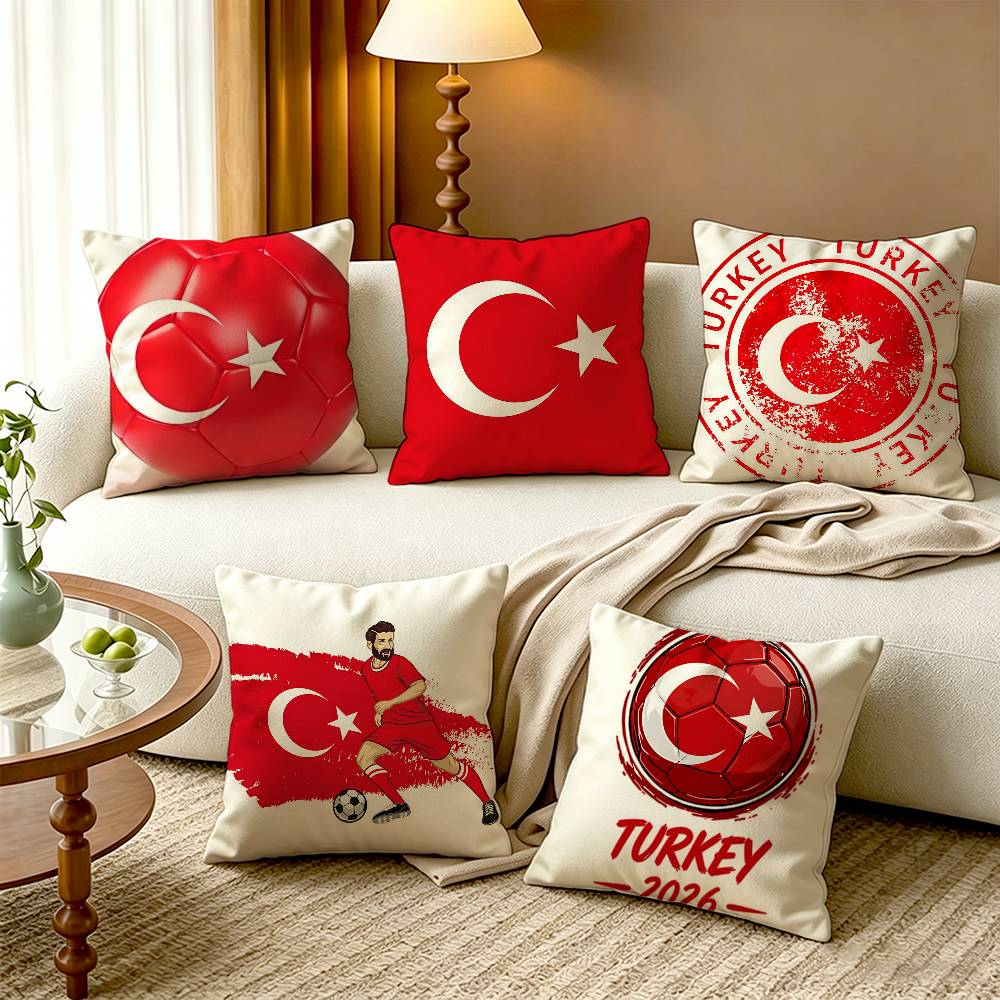 Home Textiles Turkey - 터키 국기 면 린넨 사각 베개