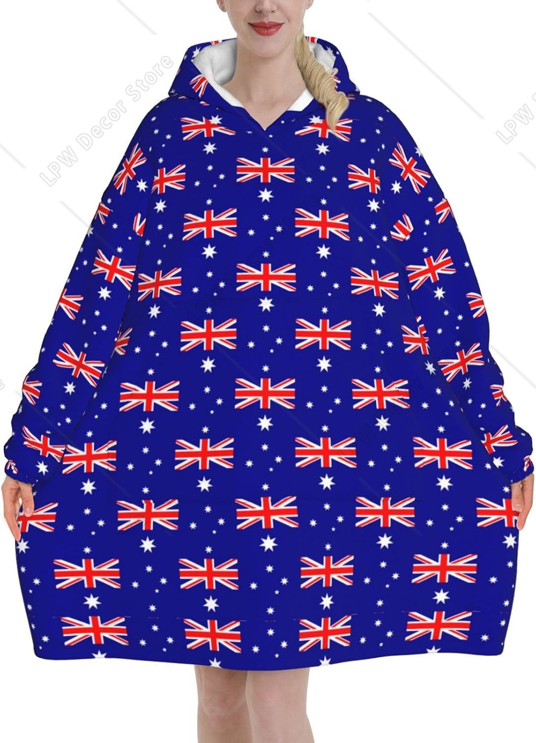 Home Textiles Australia - 오버사이즈 플란넬 웨어러블 블랭킷 후디 (성인용)