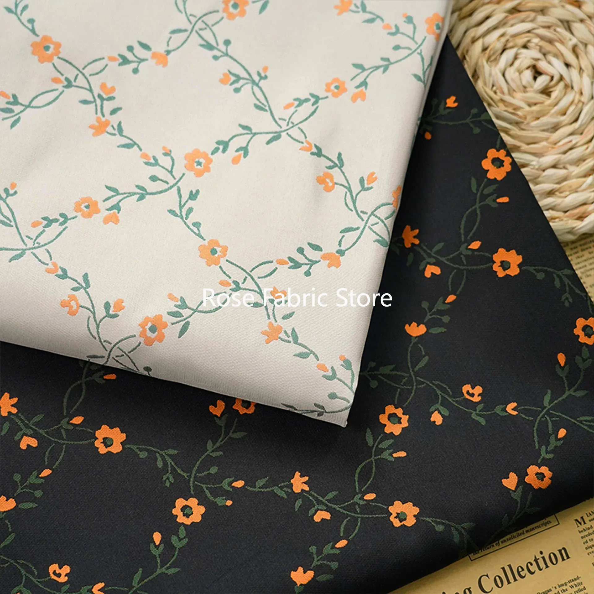 Home Fashion Textiles - 1미터 소형 꽃무늬 얀 염색 자카드