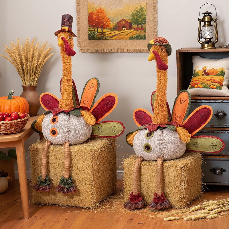 추수감사절 칠면조 인형 가을 파티 데스크탑 장식품 긴  - Home Textiles Turkey 리뷰 및 가격