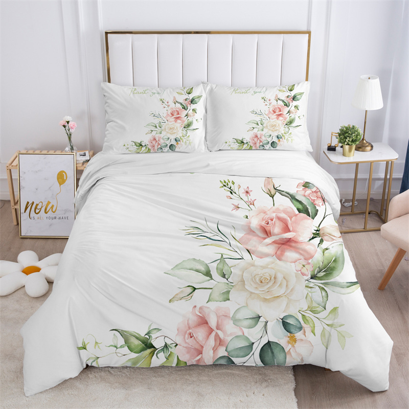 소박한 꽃무늬 화이트 침구 세트 마이크로파이버 나뭇잎  - Bed Sheet Microfiber 리뷰 및 가격