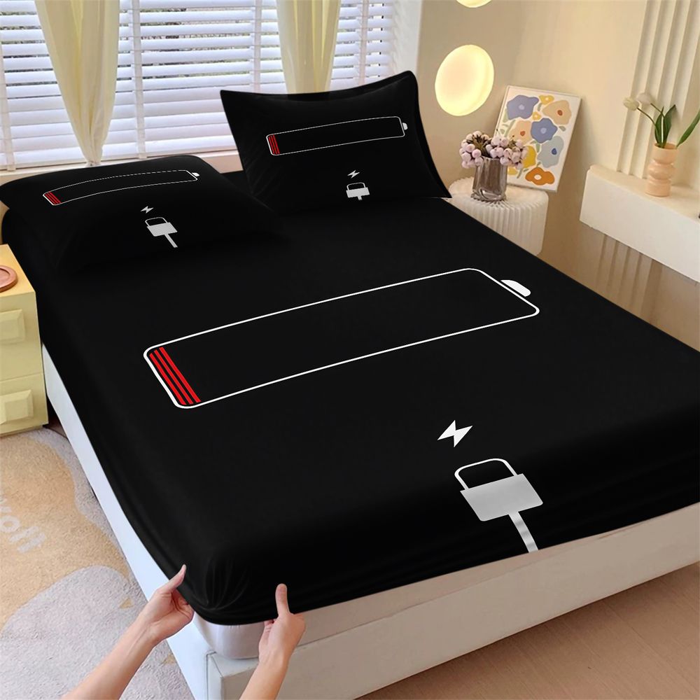 미니멀리스트 배터리 부족 경고 프린트 침구 세트 게이밍 - Bed Sheet Microfiber 리뷰 및 가격