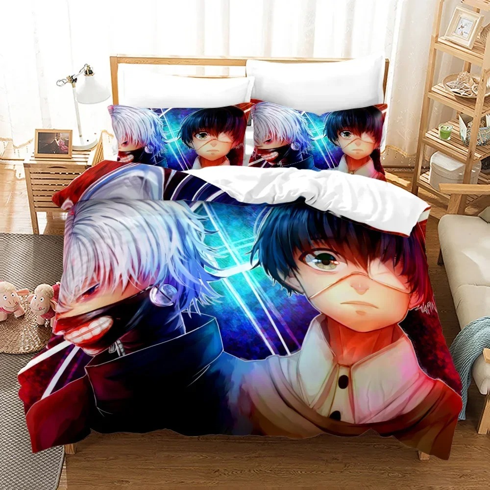 도쿄 구울 카네키 켄 이불 커버 세트 만화 침구 세트  - Bed Sheet Microfiber 리뷰 및 가격