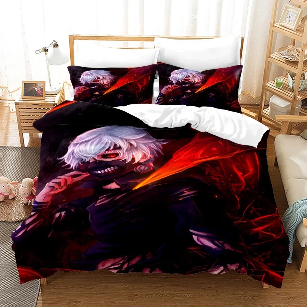 도쿄 구울 카네키 켄 이불 커버 세트 만화 침구 세트  - Bed Sheet Microfiber 리뷰 및 가격