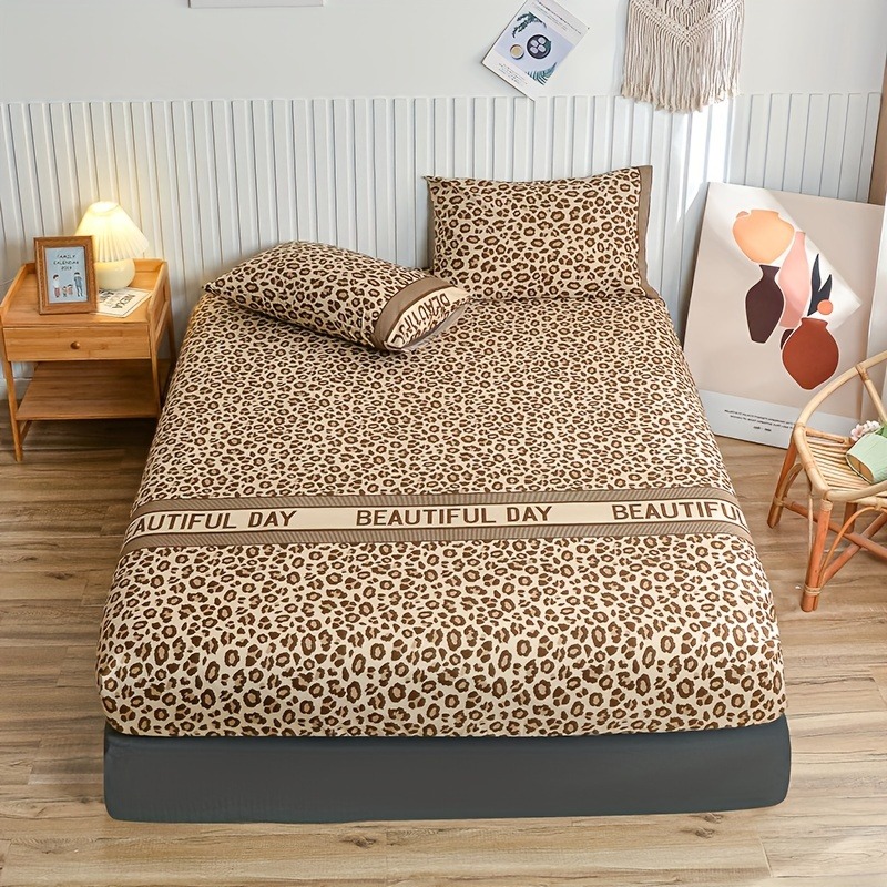 빈티지 레오파드 프린트 피티드 시트 세트 BEAUTIF - Bed Sheet Microfiber 리뷰 및 가격