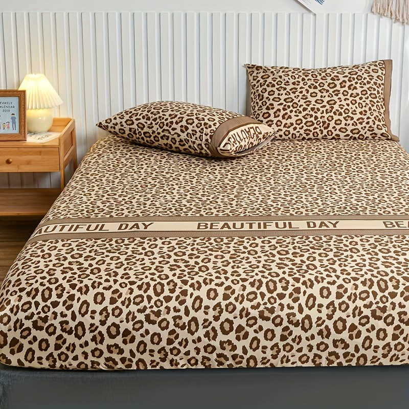 빈티지 레오파드 프린트 피티드 시트 세트 BEAUTIF - Bed Sheet Microfiber 리뷰 및 가격